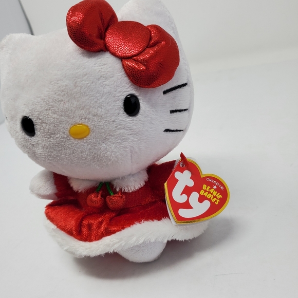 Hello Kitty TY beanie Babies with Red shiny red dress for Christmas - Picture 6 of 6